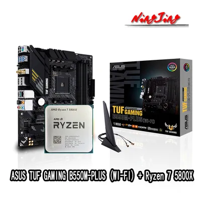 Processador Amd ryzen 7 5800x r7 5800x cpu + asus tuf gaming b550m mais (wi fi) placa