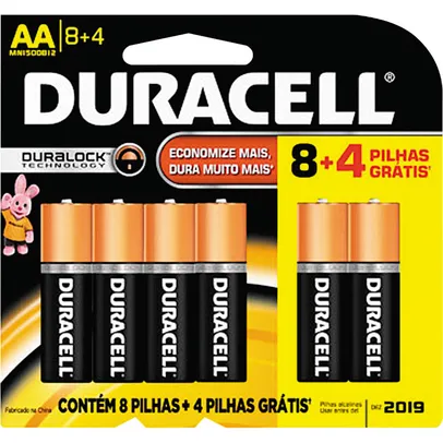 Pilha Palito Alcalina Duracell Leve 12 e Pague 8