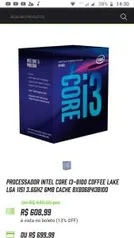 PROCESSADOR INTEL CORE I3-8100 COFFEE LAKE LGA 1151 3.6GHZ 6MB CACHE | R$608