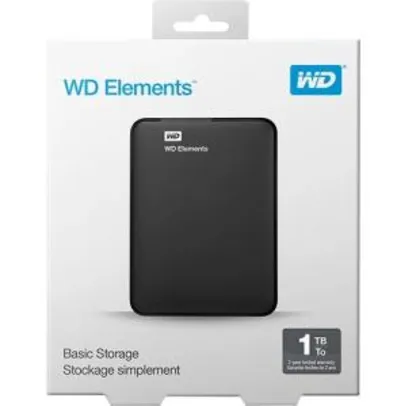 HD Externo Portátil Elements 1 TB USB 3.0 Preto - WD | R$269