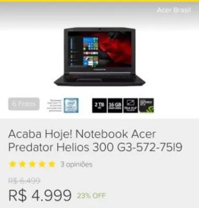 Notebook Acer Predator Helios 300
