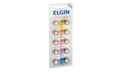 Bateria Alcalina com 10 unidades de 1, 5v tipo LR54, LR1130, 189 ou AG10 Elgin | R$ 5