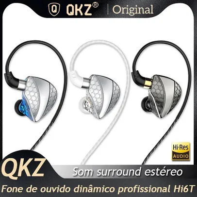 [BR/Moedas R$17,21] QKZ-Hi6T Microfone Surround Estéreo, Driver HiFi, Hi-Res, Microfones, In-Ear, Desporto, Auscultadores, IEM - AliExpress 