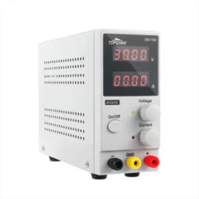 Fonte de energia TOPSHAK K3010D com display LED de 4 dígito, 30V, 10A | R$321