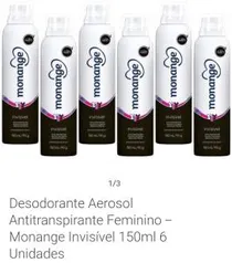 Desodorante monange feminino 6 unidades