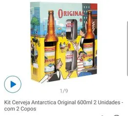 Kit cerveja Antartica Original 2 unidades + 2 copos | R$ 18