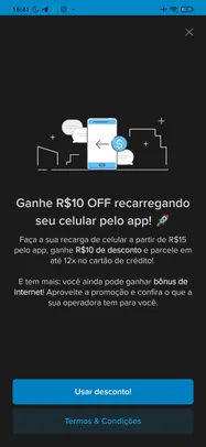 [Selecionados] R$10 de desconto em recargas a partir de R$15