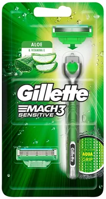 Aparelho de Barbear Gillette Mach3 Acqua-Grip Sensitive + 2 Cargas