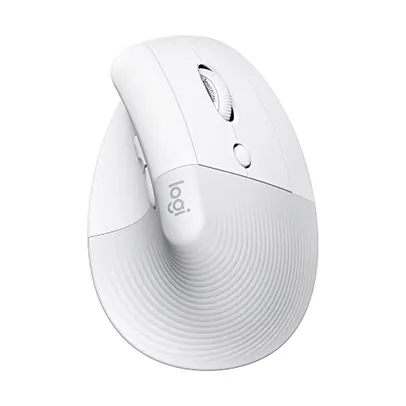 Mouse Sem Fio Logitech Lift Vertical com Design Ergonômico para Redução de Tensão Muscular - Bluetooth (Branco / Rosa)