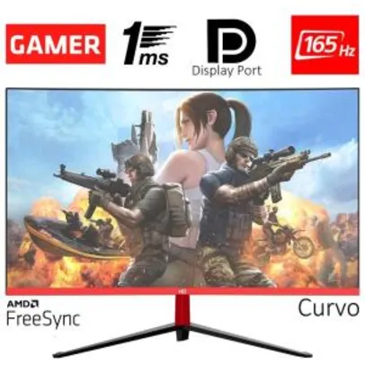[AME R$1.144] Monitor Gamer LED Curvo 24" 1ms 165hz HQ 24GHQ-Black RGB R3000
