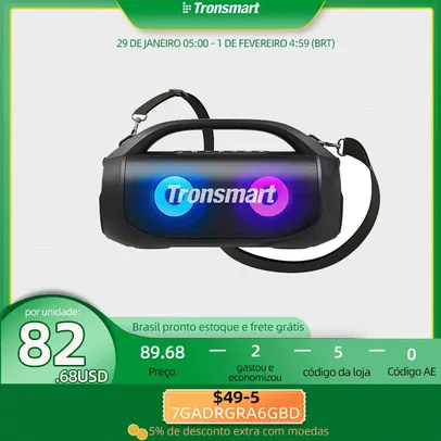 [Do Brasil] Tronsmart Bang SE 40W, RGB. poderosa, com bluetooth 5.3, alça portátil, playtime de 24 hora