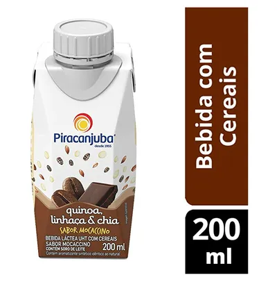 Bebida Láctea Quinoa Linhaça e Chia Sabor Mocaccino Piracanjuba 200ml | R$1,5