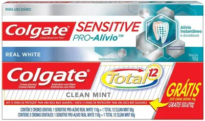 Creme Dental Sensitive Pro-Alívio + Creme Dental Colgate Toral 12