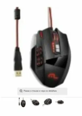 Mouse Multilaser Gamer Laser 18 Botões 4000Dpi Preto USB - MO206 - R$16,90