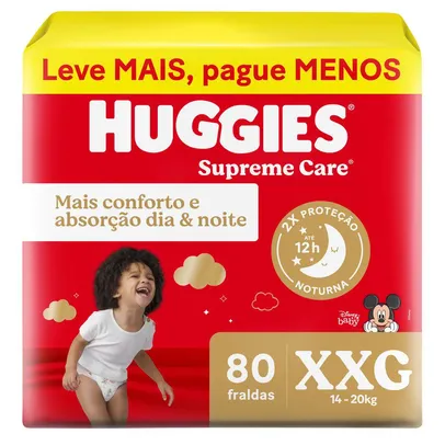 (COMPRANDO 3 sai 76.83 cada )Fralda Huggies Supreme Care XXG 80 unidades