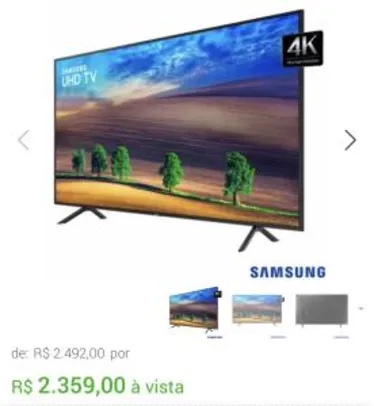 Smart TV 4K Samsung LED 2018 UHD 50" - R$ 2.359,00