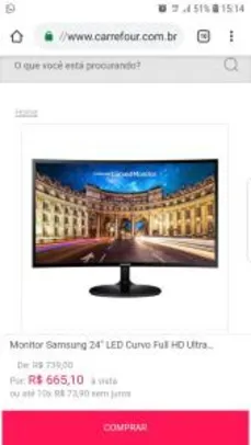 Monitor Samsung 24" LED Curvo Full HD Ultra Widescreen LC24F390FHLMZD