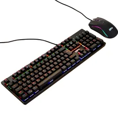 Kit Gamer Teclado Mecânico e Mouse 2400 dpi com Iluminação de Led - DPX