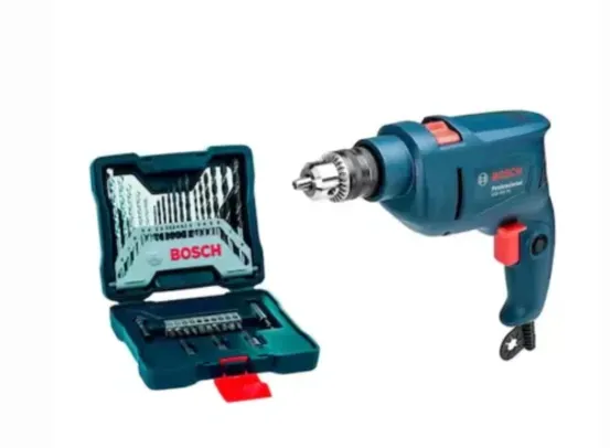 Kit Furadeira De Impacto Bosch GSB 450 RE STD 450W 127V + Kit de Pontas e Brocas Bosch X-Line 33 PÇS