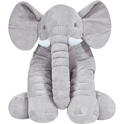Saindo por R$ 141: Almofada Elefante de Pelúcia Cinza - Buba Baby | R$141 | Pelando