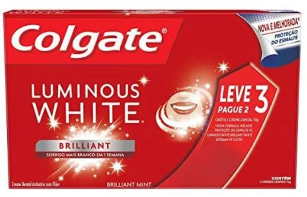 Creme Dental Colgate Luminous White Brilliant (Leve 3 pague 2) | R$10 (Frete grátis Amazon PRIME)