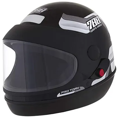 [Prime] Pro Tork Capacete Sport Moto Preto/Branco - Tam. 56 e 58