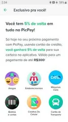 [Usuários Selecionados] 5% de volta pagando com PicPay