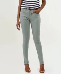 Calça Feminina Sarja Skinny Stretch Cinza Esverdeado