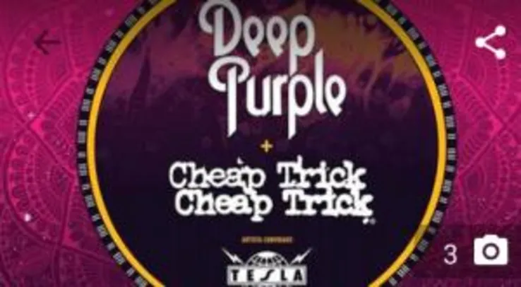 Ingresso para show do Deep purple and Cheap Trick em São Paulo - R$104