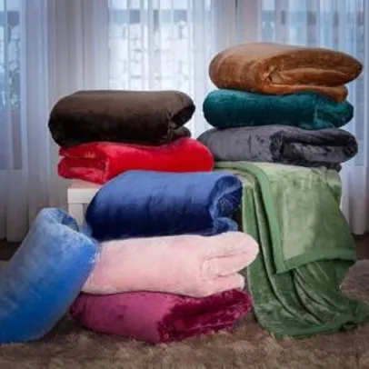 [PRIME] Cobertor Casal Flannel Colors Com Borda Em Percal - Casa & Conforto R$79,99