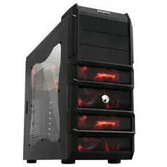 Gabinete Pcyes Rhino Gamer com Led Vermelho - Preto | R$ 36