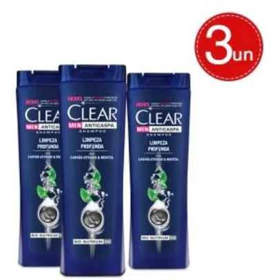 Leve 3, pague 2 Shampoos Anticaspa Clear Men - R$27,98