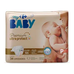 Fralda Carrefour My Baby P Soft &amp; Protect - 34 Unidades