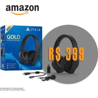 Headset Sem Fio Série Gold - Preto - Playstation 4 - R$ 399 em 10x s/juros
