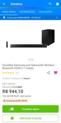 Saindo por R$ 924: [C. OURO] Soundbar Samsung HW-T555 320W | R$924 | Pelando