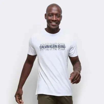Camiseta Calvin Klein Logo Listras Masculina | R$ 53