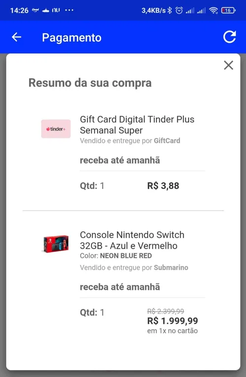 Imagem na descrição da promoção