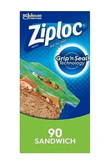 90 Ziplocs (R$0.3 cada) Sacos para sanduíches e lanches, sacos de armazenamento para frescor