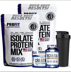 Combo 2x Whey Isolate Mix Profit 900g+ Bcaa+ Creatina+ Coq | R$ 126