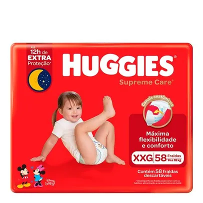 Fralda Descartável Infantil Huggies Supreme Care Tamanho XXG 58 Unidades