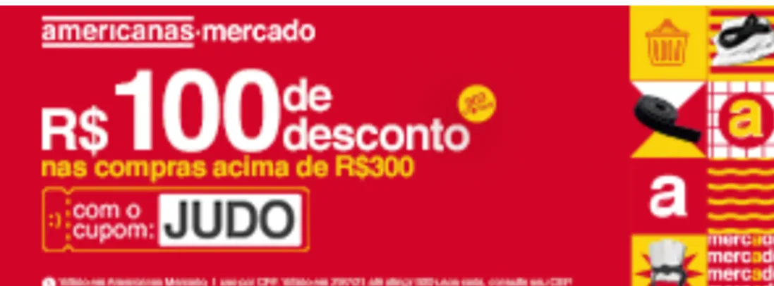 [APP/MERCADO] R$100 off em compras acima de R$300