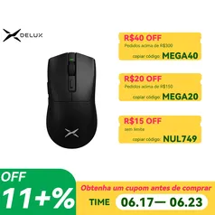 [Moedas R$ 65] Mouse Gamer Sem Fio Delux M600 Pro, PAW3395 