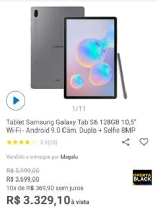 [À vista] Samsung Galaxy Tab S6 128Gb 10,5”