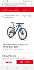 Bicicleta Sense Impact Pro Alivio 2x9v 2019 | R$ 3.990