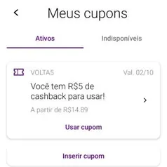 R$5 de cashback no Vivo Easy