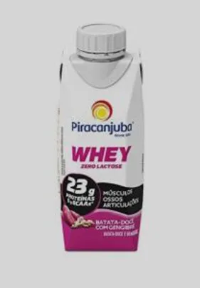 [APP + Cliente Ouro] Piracanjuba Whey Zero Lactose Batata-Doce com Gengibre 250ml | R$2