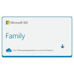 Gift Card Digital Microsoft 365 Family com 1TB HD Virtual 12 Meses | R$ 219