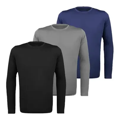 Kit 3 Camisetas Térmicas Masculina Segunda Pele Camisa Uv 50