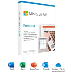 Microsoft 365 Personal Assinatura Anual para 1 Usuário com 1TB na Nuve