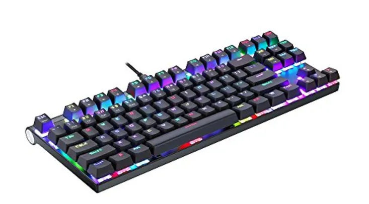 Teclado Mecânico Motospeed CK101 Gamer Preto Compacto Switch Azul RGB